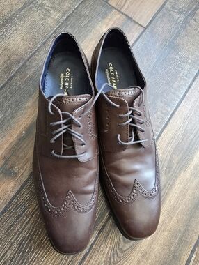 Cole Haan Grand.OS Signature Men's Brown Leather Wingtip Shoes Size 13 M